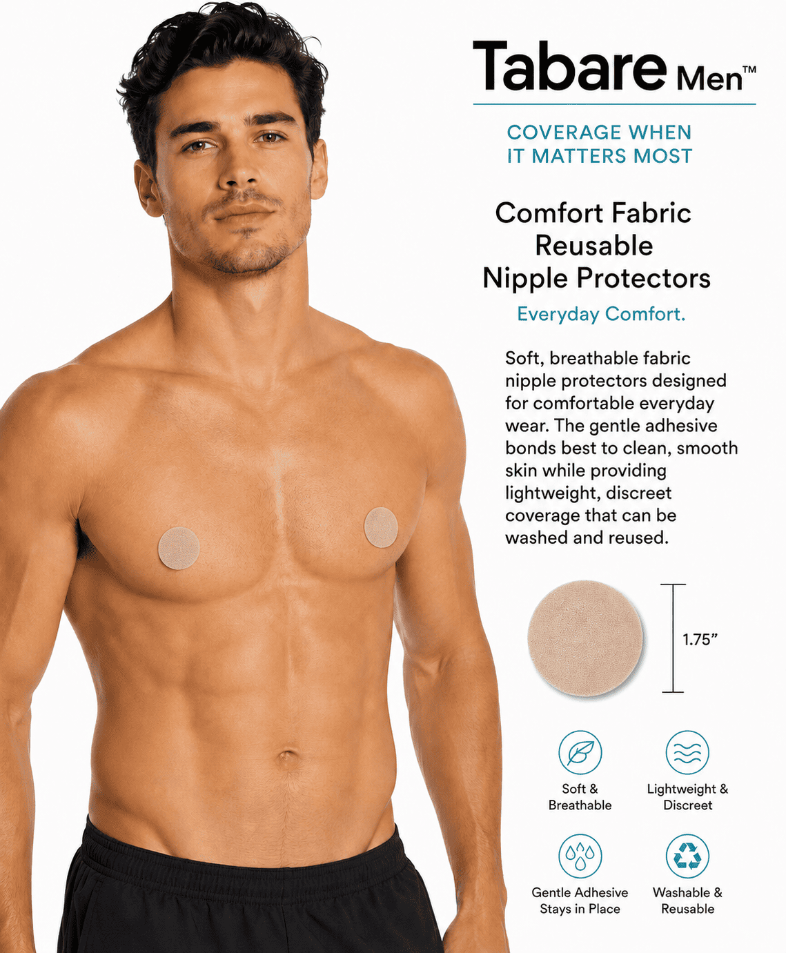 Tabare Men Comfort Fabric Reusable Nipple Protectors